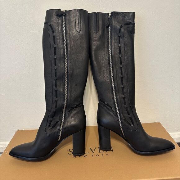 Sylven New York straps tall leather boot in black Sz 11, new in box - Picture 6 of 13
